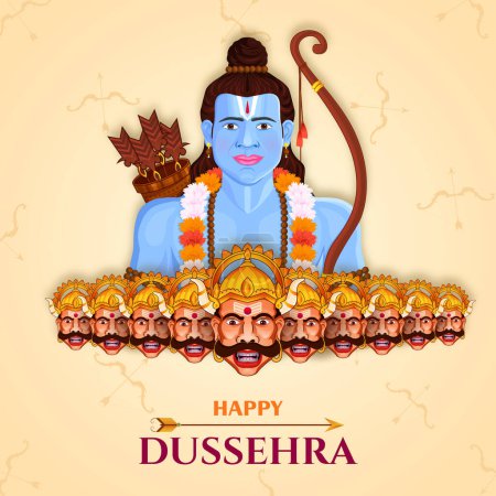 Téléchargez les illustrations : Guerre du Seigneur Rama et Ravana Happy Dussehra, Navratri et Durga Puja festival de l'Inde - en licence libre de droit