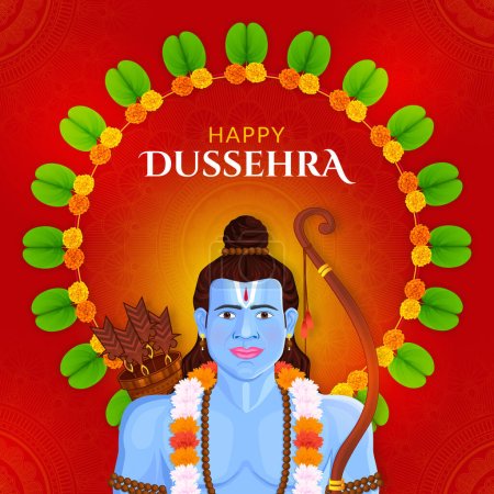 Téléchargez les illustrations : Guerre du Seigneur Rama et Ravana Happy Dussehra, Navratri et Durga Puja festival de l'Inde - en licence libre de droit