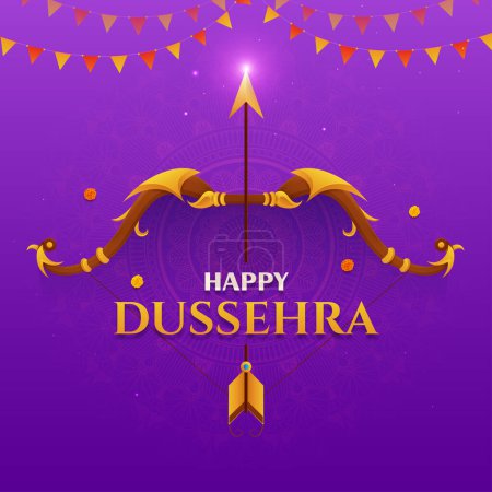 bow and Arrow of Rama in Happy Dussehra, Navratri and Durga Puja festival of India