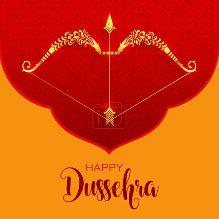 Illustration for Bow and Arrow of Rama in Happy Dussehra, Navratri and Durga Puja festival of India - Royalty Free Image