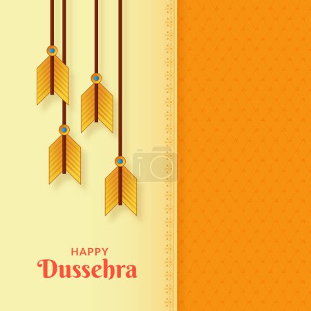 Illustration for Bow and Arrow of Rama in Happy Dussehra, Navratri and Durga Puja festival of India - Royalty Free Image