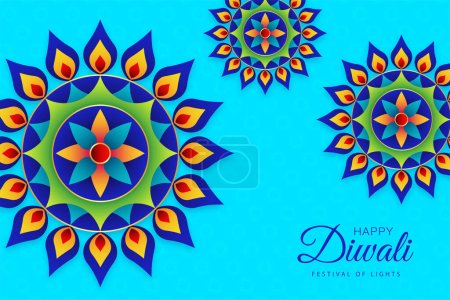 Illustration for Happy Diwali Elegant Golden peacock & Sparkling lanterns - Royalty Free Image