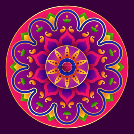 Illustration for Colorful mandala Rangoli design for Festival seasons - Royalty Free Image