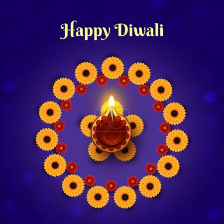 Téléchargez les photos : Joyeux Diwali élégant diamant d'or Diya et Mandala - en image libre de droit