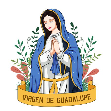 Illustration for Vector of Virgin Mary in the advocation of Our Lady of Guadalupe - Royalty Free Image