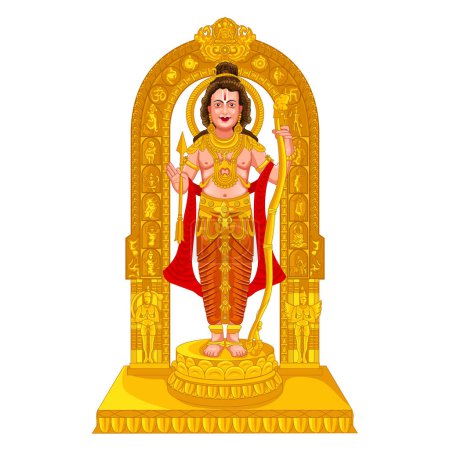 Statue dorée de Ram Lalla, Seigneur Shri Rama à Ayodhya Inde