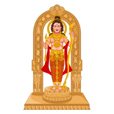 Statue dorée de Ram Lalla, Seigneur Shri Rama à Ayodhya Inde