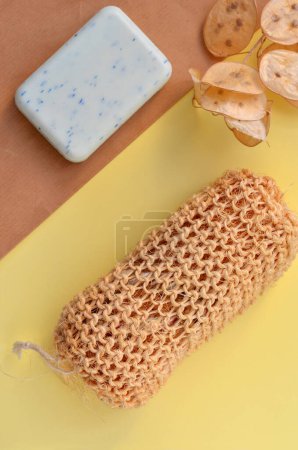 natural and eco-friendly hygiene items soap and washcloth