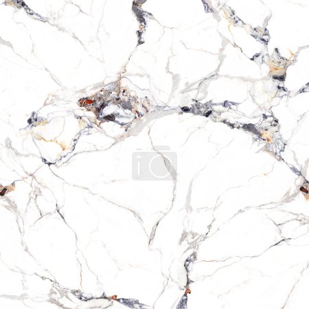 Photo for Carrara marble with a mixture of white color and natural cracks on the natural stone looks luxurious - Royalty Free Image