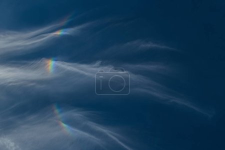 Photo for Fire rainbow. Spectacular Iridescent Cloud. A Rare Glimpse of Nature's Prismatic Fire Rainbow. Beautiful atmospheric phenomena. - Royalty Free Image