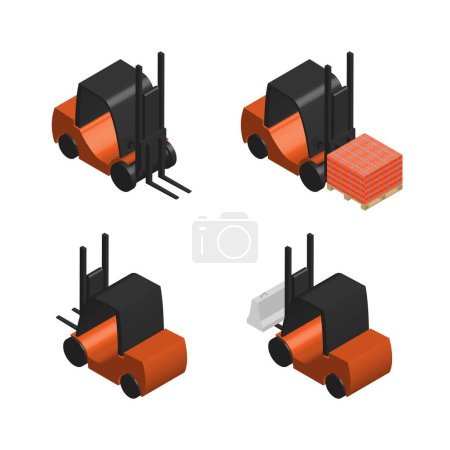 Illustration for Icon forklift, isolated on white background. 3D isometric style, vector illustration. - Royalty Free Image