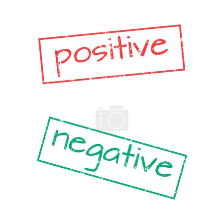 Illustration for Set of rectangular stamps negative and positive result on white background, vector illustration. - Royalty Free Image