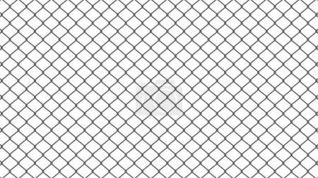 Seamless metal mesh texture, wire fence on white background, vector illustration.