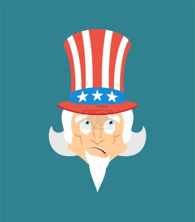 Illustration for Uncle Sam confused emoji oops. Man perplexed emotions. Uncle Sam surprise. Vector illustration - Royalty Free Image