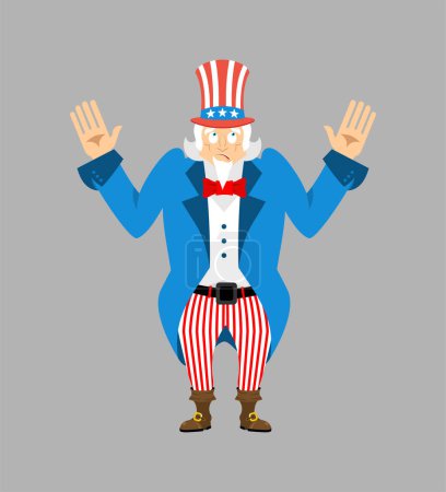 Illustration for Uncle Sam confused oops. Man perplexed emotions. Uncle Sam surprise. Vector illustration - Royalty Free Image