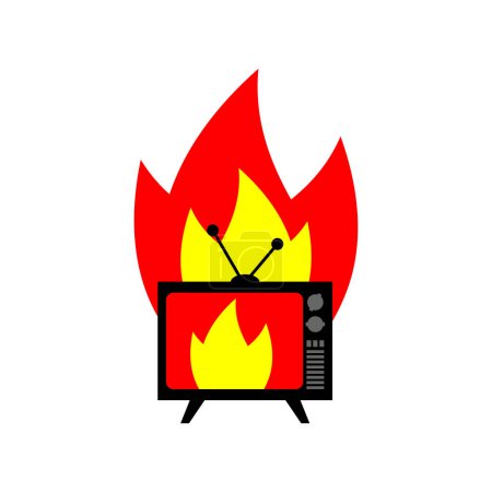 Illustration for Burning TV isolated. TV on fire. Vector illustration - Royalty Free Image