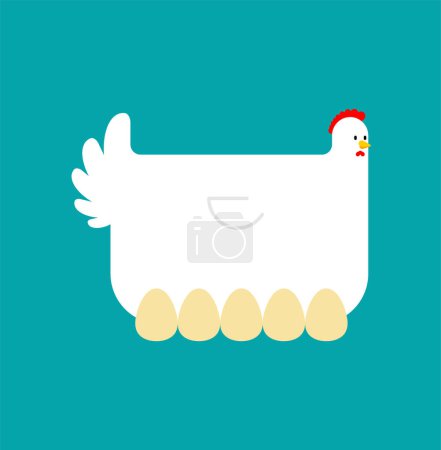 Illustration for Laying hen and many eggs. Vector illustration - Royalty Free Image