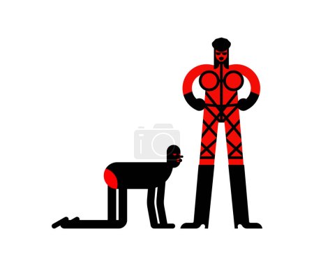 Illustration for BDSM mistress and slave. Dominance and submission. Sex games. - Royalty Free Image