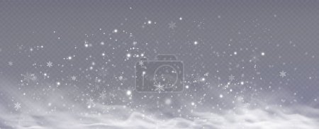 Foto de Nieve caída realista.Fondo de Navidad.Aislado sobre fondo transparente. - Imagen libre de derechos