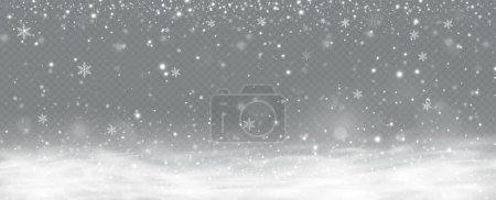 Foto de Nieve caída realista.Fondo de Navidad.Aislado sobre fondo transparente. - Imagen libre de derechos