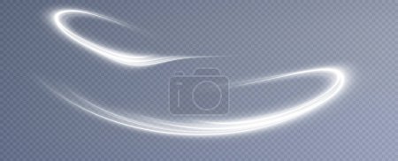 Photo for Light White Twirl.Speed Lines. White line curve light effect. Smooth holiday light line with lighting effects. Light cool whirlwind. curve effect - Royalty Free Image