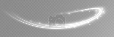 Photo for Light White Twirl.Speed Lines. White line curve light effect. Smooth holiday light line with lighting effects. Light cool whirlwind. curve effect - Royalty Free Image