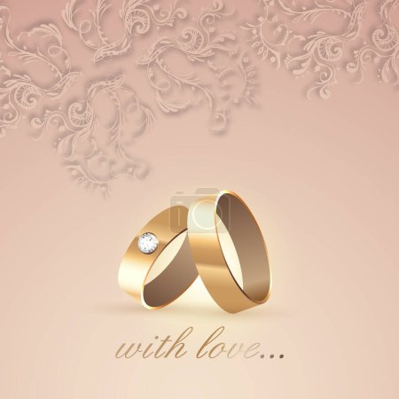 Téléchargez les illustrations : Illustration vectorielle d'un anneau doré avec des pierres. Ensemble d'anneaux et de pierres précieuses. - en licence libre de droit
