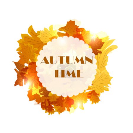 Ilustración de Autumn background, vector illustration. Leaves and branches of a tree. Calm autumn image. - Imagen libre de derechos