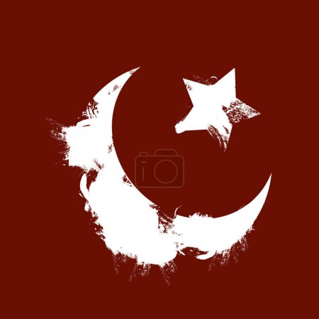Téléchargez les illustrations : Vector illustration of the Turkish flag painted with paints. Abstract symbol. - en licence libre de droit