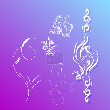 Illustration for Decorative elements with flowers. Collection of vector calligraphic objects for the design of wedding invitations, greeting cards and certificates. - Royalty Free Image