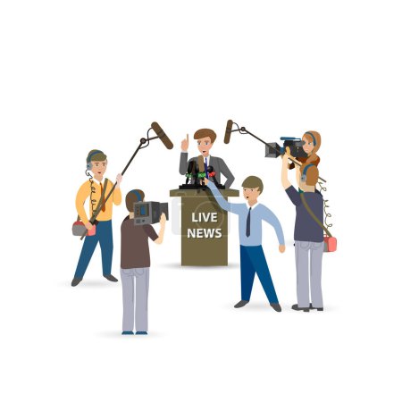 Téléchargez les illustrations : Illustration of a concept live news, reports, interviews. People interviewed. - en licence libre de droit