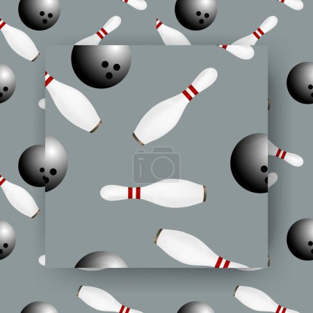 Illustration for Vector illustration of a Bowling Ball crashing and skittles. - Royalty Free Image