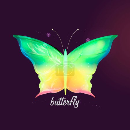 Téléchargez les illustrations : Belle bannière papillon faite de lignes lumineuses. - en licence libre de droit