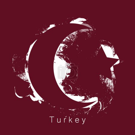 Ilustración de Ilustración vectorial de la bandera, la media luna y la estrella de Turquía sobre fondo rojo. - Imagen libre de derechos