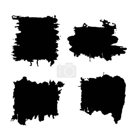 Téléchargez les illustrations : Encre noire illustration taches d'encre noire sur un fond blanc. - en licence libre de droit