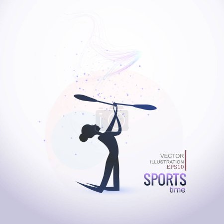 Illustration for Vector illustration abstract silhouette of a girl in rhythmic gymnastics. Gymnastics strength, acrobatics, juggling. Sports concept. - Royalty Free Image