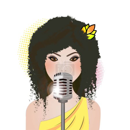 Illustration for The girl sings songs pleasure entertainment Concert concept - Royalty Free Image