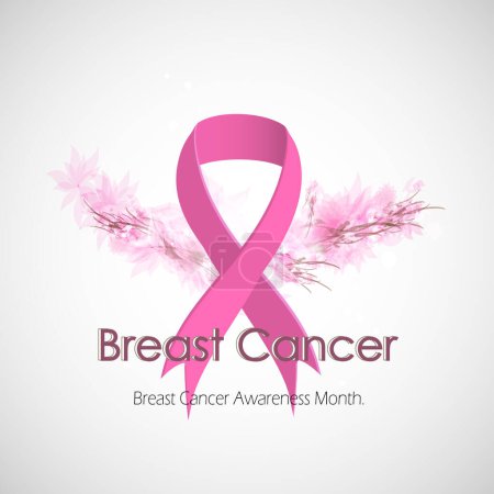 Illustration for Vector Beautiful Girl with a Pink Ribbon. Breast Cancer Awareness Month. - Royalty Free Image