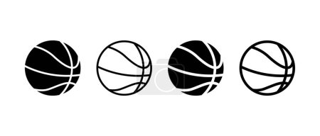 Foto de Conjunto de iconos de vector baloncesto. Pelota negra para el símbolo de baloncesto. Línea de baloncesto logotipo aislado - Imagen libre de derechos
