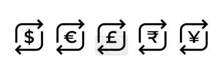 Foto de Conjunto de iconos de intercambio de dinero. Símbolo de conversión. Economía, crisis, intercambio, transferencia de logotipo - Imagen libre de derechos