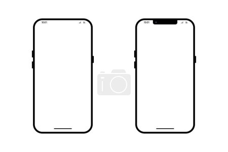 Illustration for Smartphone vector mockup. Smartphone with transparent screens. Device front view illustration - Royalty Free Image