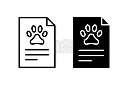 Icon-Vektor-Set für Heimtierdokumente. Tiersymbol transportieren