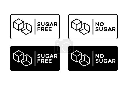 No sugar icon vector set. Sugar free sign, diabetic diet concept