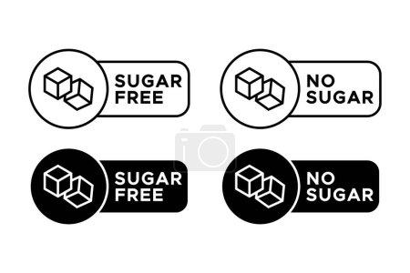 Ningún conjunto de vector de icono de azúcar. Símbolo sin azúcar, concepto de dieta diabética
