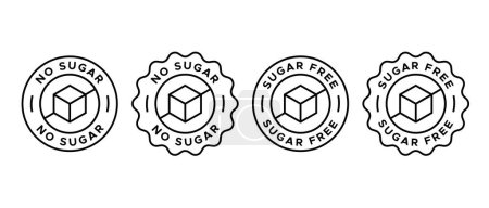 Sugar free icon vector set. Zero sugar sign