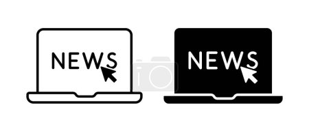 Sitio web de noticias icono vector conjunto. Símbolo de noticias portátil