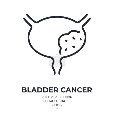 Bladder cancer editable stroke outline icon isolated on white background flat vector illustration. Pixel perfect. 64 x 64.