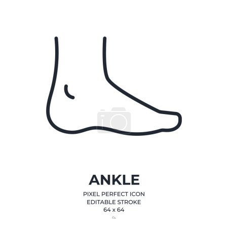 Illustration for Ankle editable stroke outline icon isolated on white background flat vector illustration. Pixel perfect. 64 x 64. - Royalty Free Image