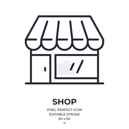 Illustration for Shop editable stroke outline icon isolated on white background flat vector illustration. Pixel perfect. 64 x 64. - Royalty Free Image