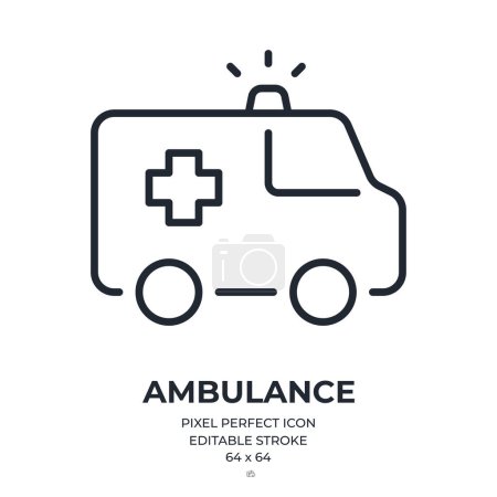 Foto de Concepto de ambulancia y urgencia icono de contorno de trazo editable aislado sobre fondo blanco ilustración vectorial plana. Pixel perfecto. 64 x 64. - Imagen libre de derechos